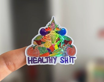 Vegetables holographic sticker - funny vegan sticker - gardening decals - garden veggies vinyl - water bottle sticker for vegetarian