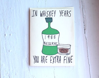1988 whiskey birthday card funny whiskey birthday card him 30th birthday card funny customizable birthday card 1988 for whiskey lover