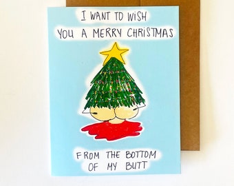 Funny Christmas card - wishing you a merry Christmas - naughty holiday card - christmas card for a friend - boyfriend gift