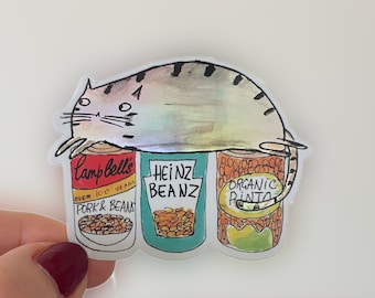 bodega cat cute sticker - nyc bodega cat - holographic new york deli decal for laptob or water bottle