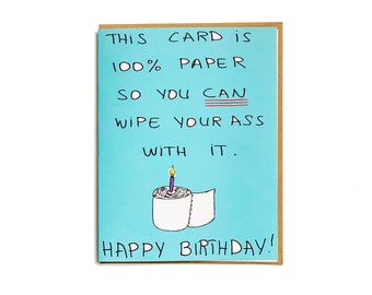 Toilet paper funny birthday card - bathroom jokes card - poop humor birthday for her or him