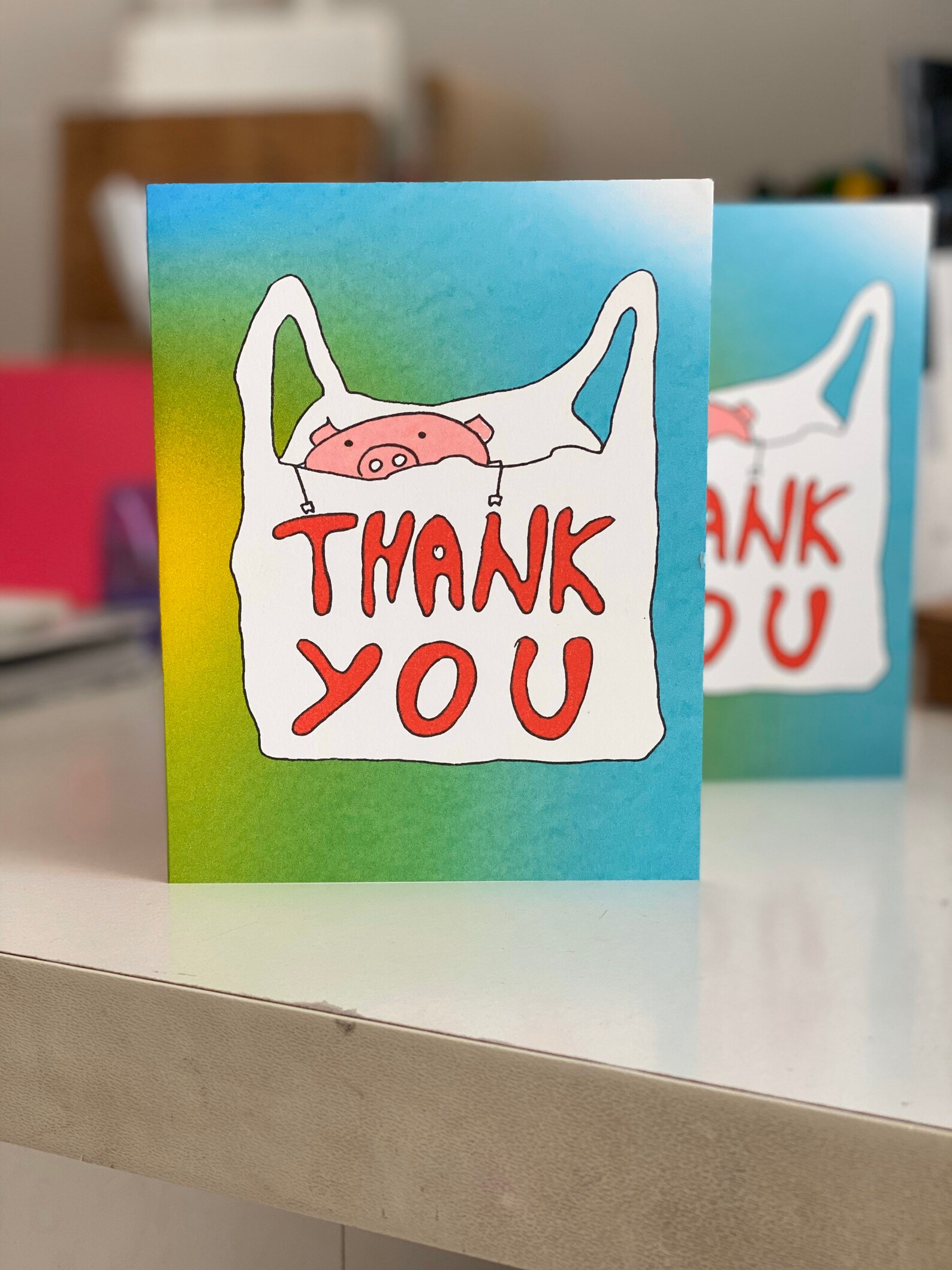 Cute Thank You Card Pig Thank You Card for a Friend Mom Etsy