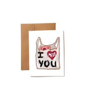 Carte "Pensée à vous" - carte mignonne de vous manquez - carte cochon je t'aime - carte relation longue distance - carte J'ai hâte de vous voir