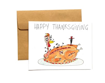 Thanksgiving turkey zombie  PRINTABLE card - cute creepy thanksgiving card - funny thanksgiving card