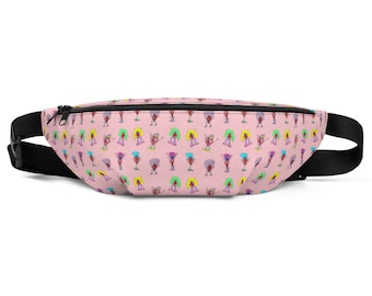 Vagina print cute 80s fanny pack - roller stating gear pussy power - feminist gift - vulva art