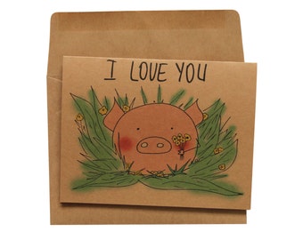 Love Valentine's Day Card: Recycled Cardstock, Kraft Envelope