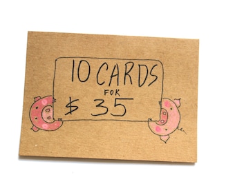 A  pack of any 10 cards/ a set of any 10 cards/ 10 bridesmaids cards/ 10 mix and match cards