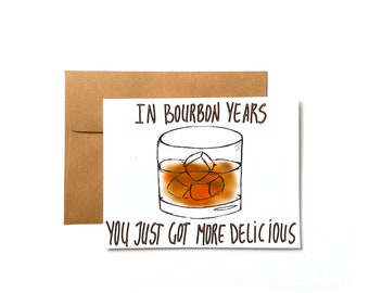 Funny bourbon birthday card for him -  gift for bourbon lover birthday - i love bourbon birthday card funny