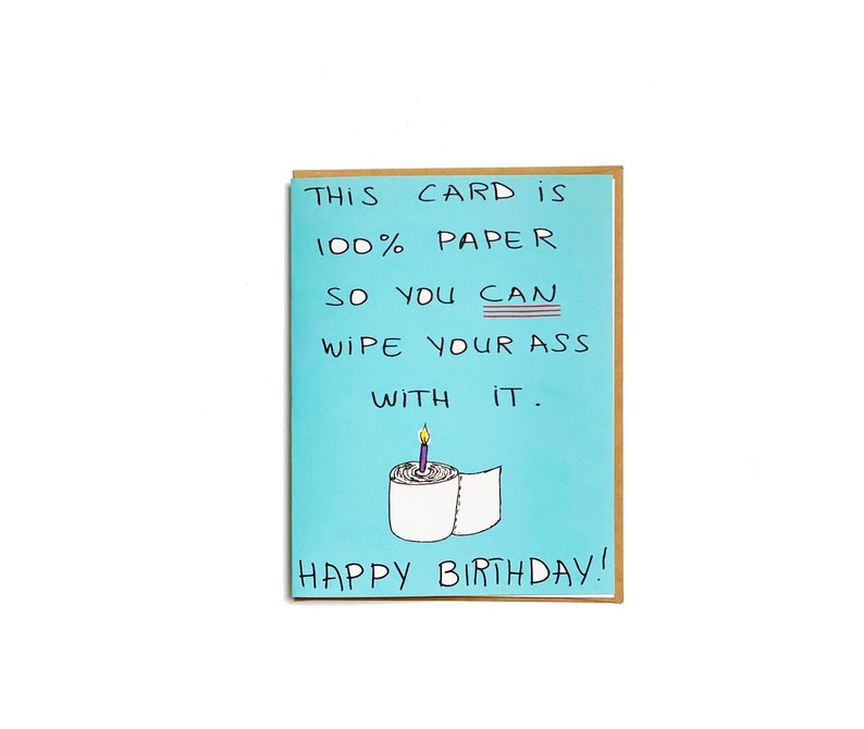 Toilet paper funny birthday card bathroom jokes card poop humor birthday for her or him image 1