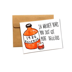 Funny 40th Birthday Card: born in 1986 Whiskey Lover Gift for Husband afbeelding 4