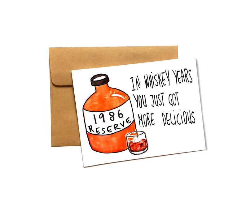 Funny 40th Birthday Card: born in 1986 Whiskey Lover Gift for Husband afbeelding 4