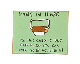 Hang in there social distancing card funny - toilet paper encouragement  card- get well  soon card - thinking of you card