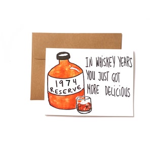 Funny 50th birthday card for whiskey lover - born in 1974 card dad or mom- whiskey years card