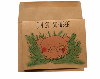 Funny Pig Pun I'm Sorry Card: Apology Card for Girlfriend/Boyfriend
