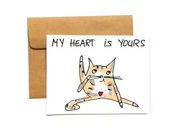 Funny cat valentine's day card for her or for him - naughty kitty butthole valentines day card - cat lover valentines card