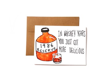 Funny 40th Birthday Card: born in 1986 Whiskey Lover Gift for Husband