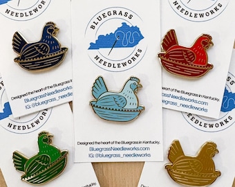 Portaagujas magnético con forma de gallina en nido para bordado y punto de cruz