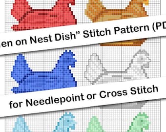 Patrón de puntada de gallina en plato de nido para bordado y punto de cruz