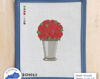 Mint Julep Cup with Roses - Needlepoint Canvas (18-mesh)