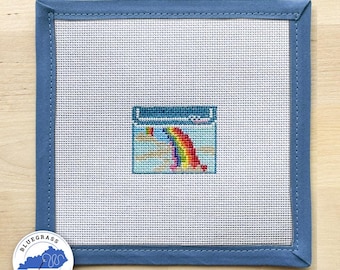 Carpeta de cuaderno arcoíris retro de los 80 - Lienzo bordado (18 mallas)