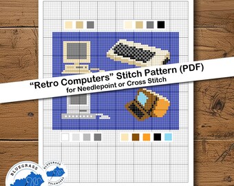 Patrón de puntada de computadoras retro para bordado y punto de cruz