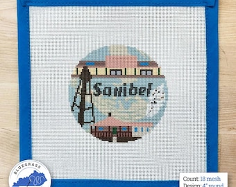 Lienzo redondo para bordado de Sanibel, Florida, de 4" (10 cm) (18 mallas)