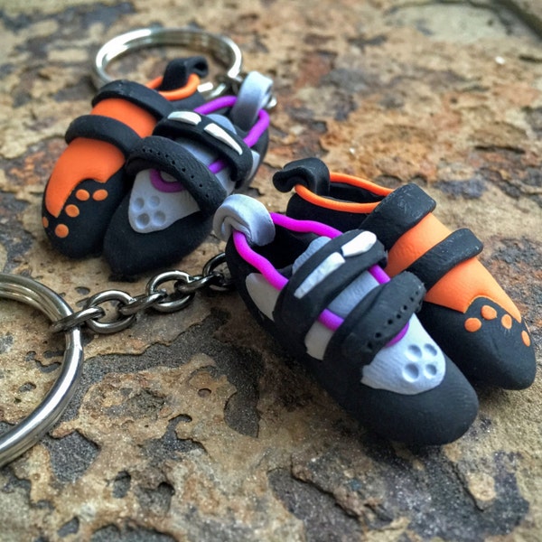 Custom Handmade Rock Climbing Shoe Keychain Partner Set | Personalized Climbing Gift | Made to Order | Unique Gift for Rock Climbers