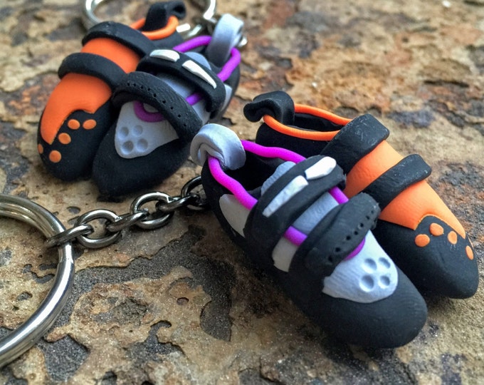 Custom Handmade Rock Climbing Shoe Keychain Partner Set | Personalized Climbing Gift | Made to Order | Unique Gift for Rock Climbers