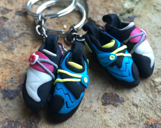 Custom Handmade Rock Climbing Shoe Keychain Partner Set | Personalized Climbing Gift | Made to Order | Unique Gift for Rock Climbers