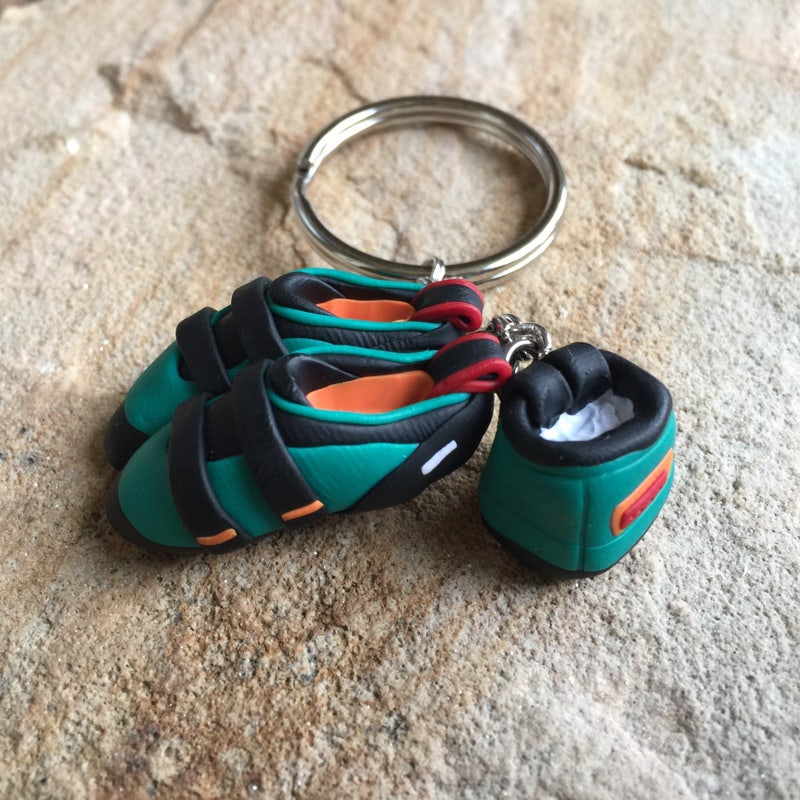 Rock Climbing Keychain Personalized Gift for Climbers Custom Climbing Shoes and Chalk Bag