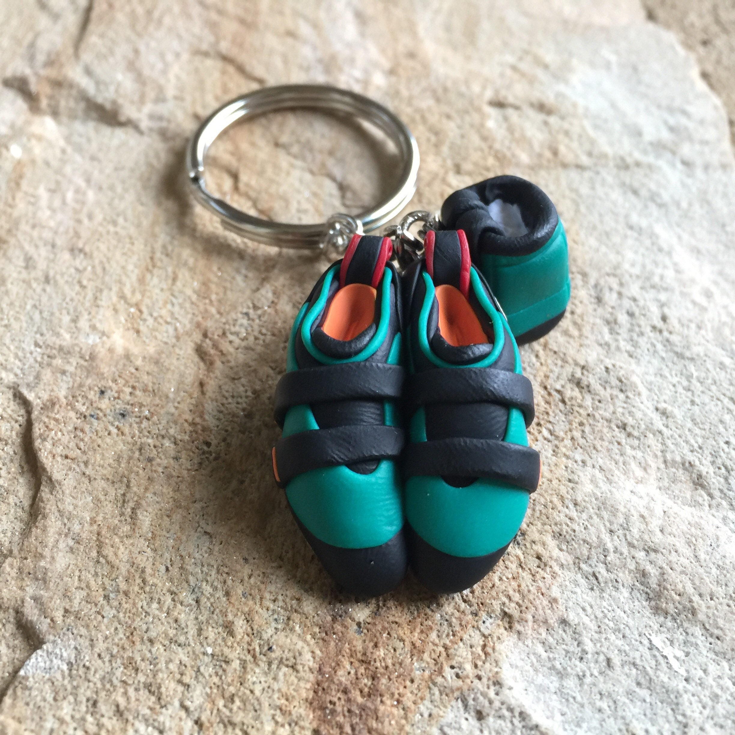 Rock Climbing Keychain Personalized Gift for Climbers Custom Climbing Shoes and Chalk Bag