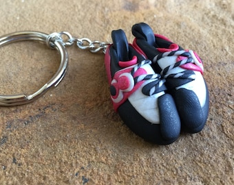 Custom Rock Climbing Shoe Keychain: Personalized Polymer Clay Gift