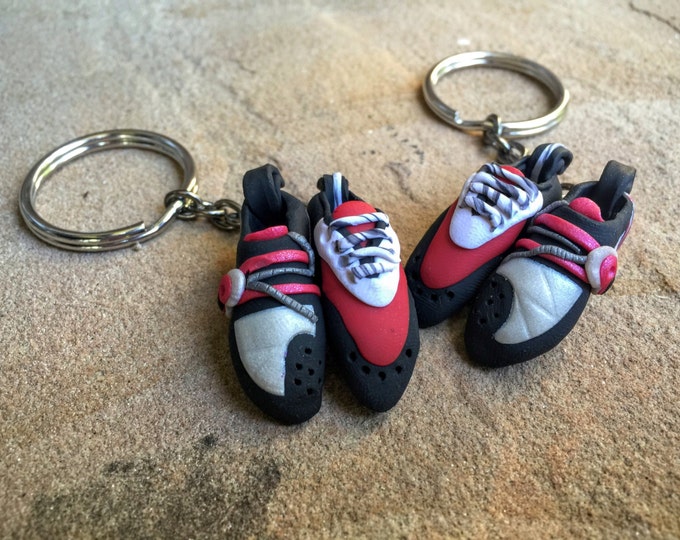 Custom Handmade Rock Climbing Shoe Keychain Partner Set | Personalized Climbing Gift | Made to Order | Unique Gift for Rock Climbers