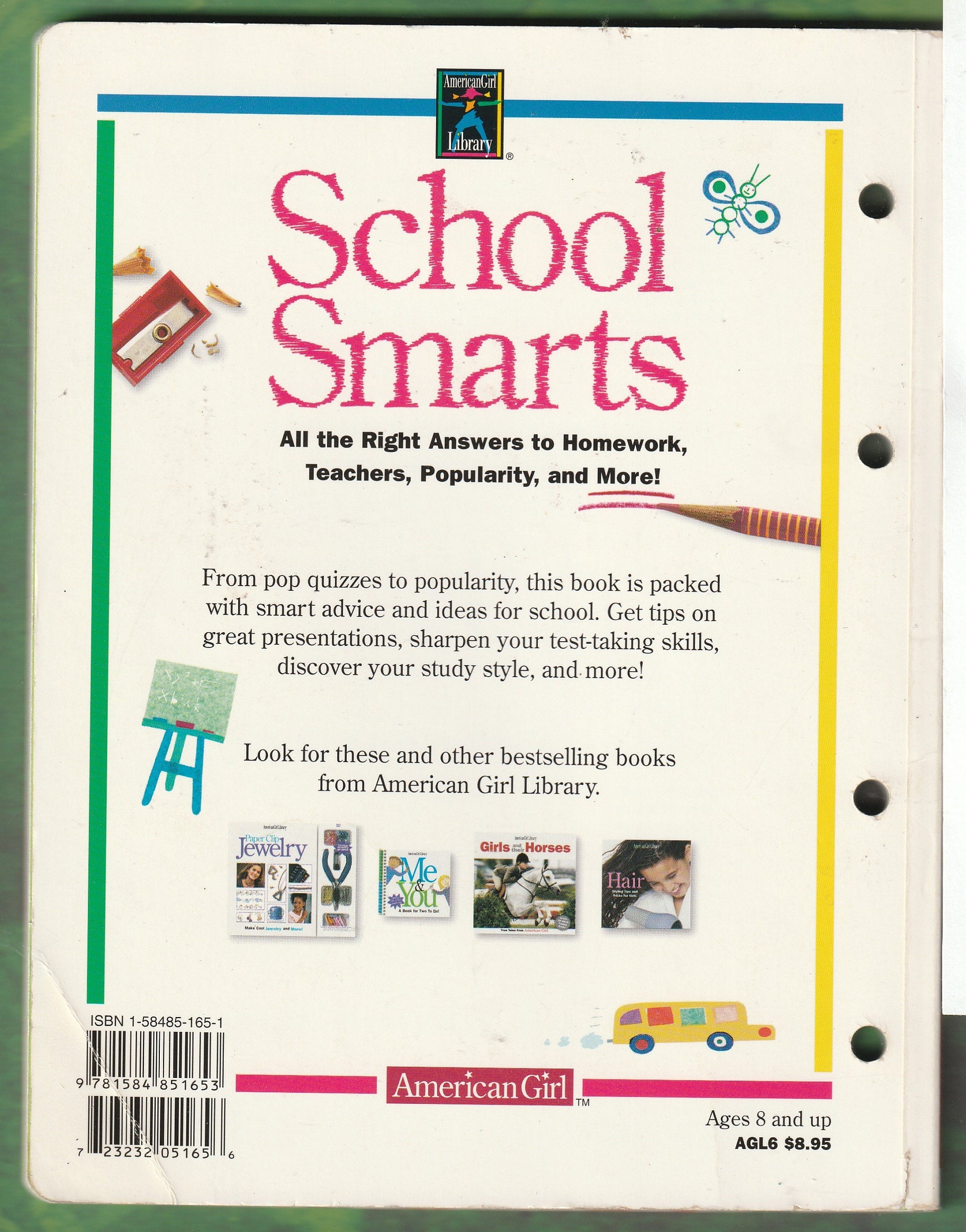 School Smarts By Brooks Whitney American Girl Library Paperback Book c
