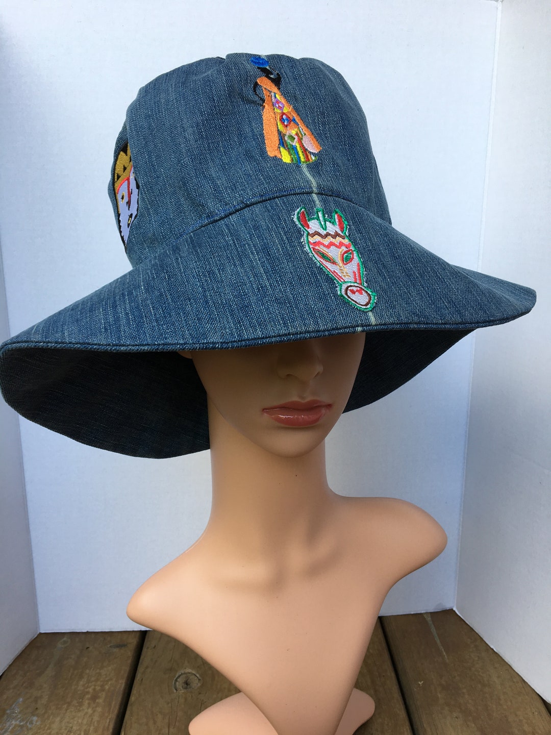 Custom Denim Wide Rim Hat - Etsy