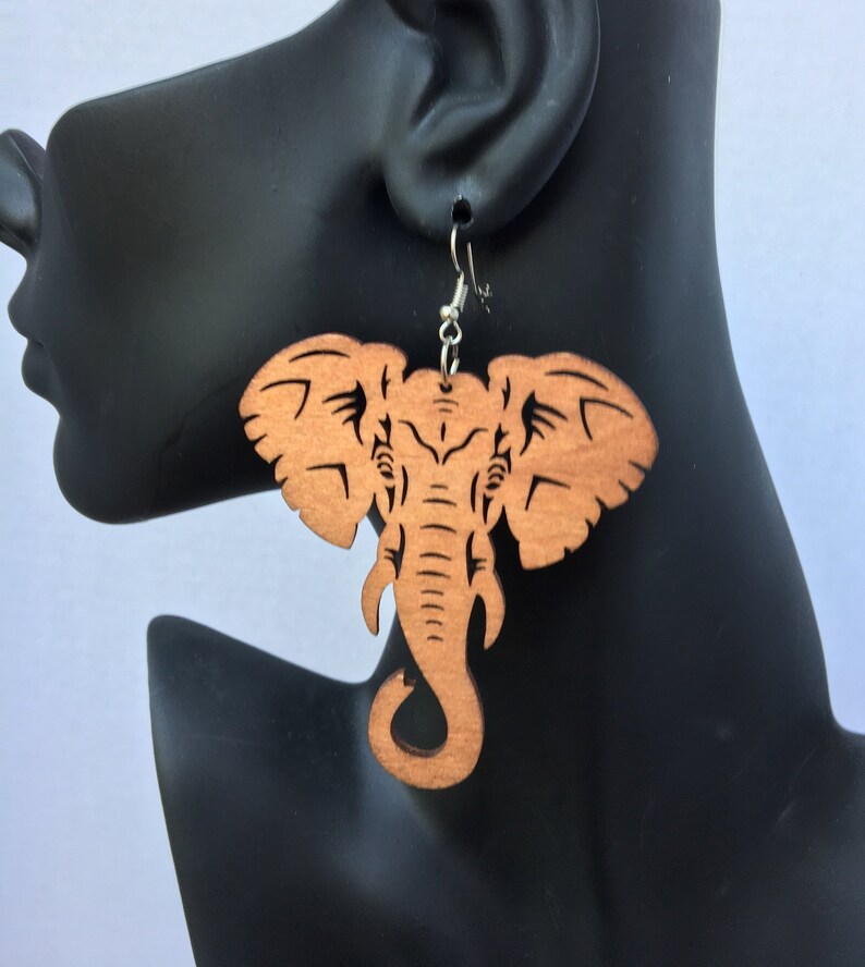 Elephant Wooden Laser Cut Earrings/light Etsy