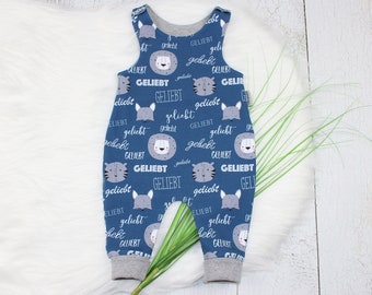 Strampler | Geliebt | Tiere | Romper | handmade | Kinderkleidung | Babykleidung | Baby | dunkelblau