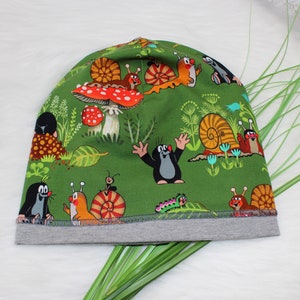 Beanie | Maulwurf | Schnecke | Wintermütze | Mütze | Loop | Wendebeanie | dunkelgrün | hellgrau