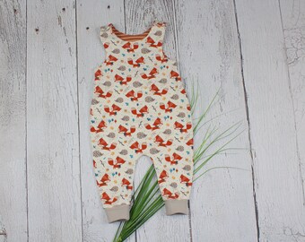 Strampler Jersey Fuchs Igel Mädchen Junge Baby beige terracotta handmade Kinderkleidung Stoffonkel