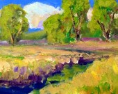 original 5 x 7 paisaje impresionista moderno pintura al óleo, arte abstracto del arte de mniature, paisaje americano,