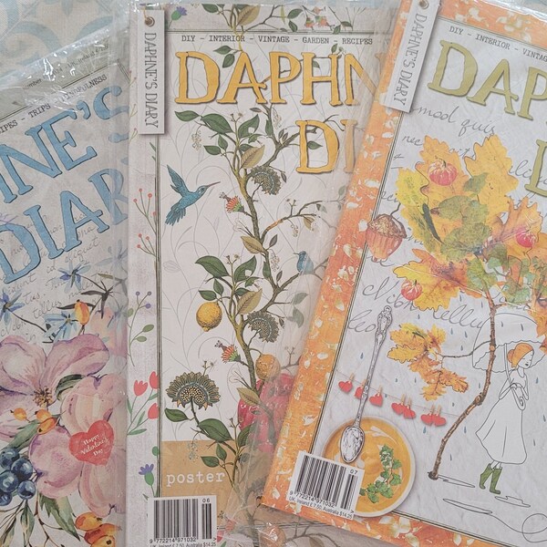 BUNDLE OF 3 Daphne's Diary magazines with poster , diy, recipes, and mor