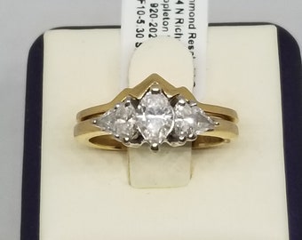 Z1750 Vintage 14K Yellow Gold Est. 2/3 TCW Diamond Ring, Size 5.5.