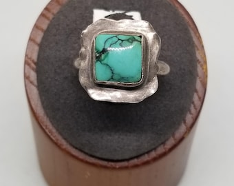 FA5496 Vintage Sterling with Turquoise Native Ring, Size 8.5.
