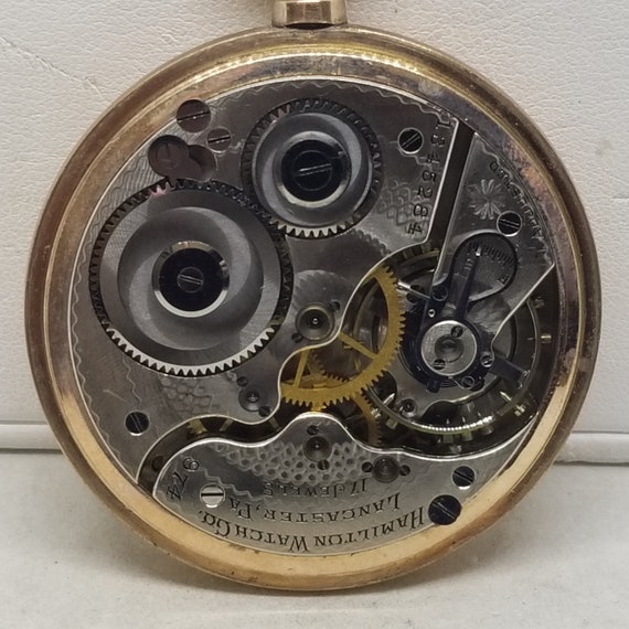 MAPW28 1919 G.F. Hamilton Pocket Watch, Grade 974… - image 9
