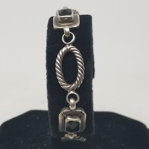 FA2454 Vintage Sterling and Black Onyx 7&quot; Bracelet.