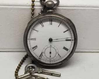 MAPW20 1881 Waltham Coin Silver Pocket Watch, Grade P.S. Bartlett, Size. 18s, 15 Jewels, Works.