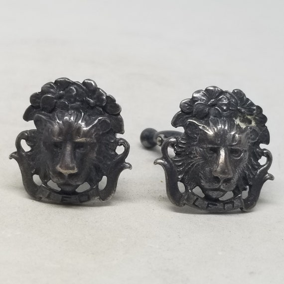 FA2649 Vintage Sterling Leo the Lion Cuff Links w… - image 3