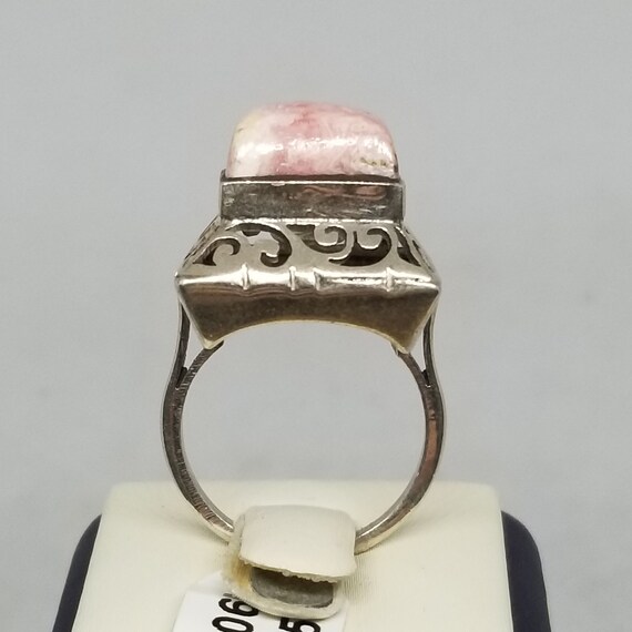 FAJ065 Vintage Sterling and Rhodochrosite Ring, S… - image 3