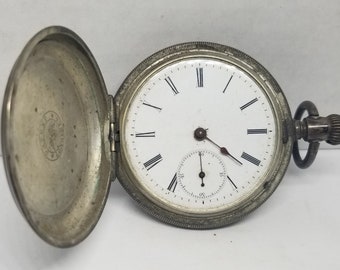 FAPW224 Vintage Longines Pocket Watch, Size 38mm, Not Working, Missing Crystal.