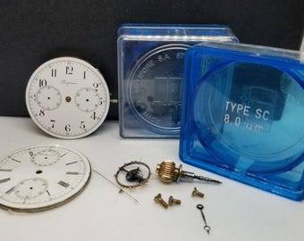 J0044 2  Pocket Watch Movements. Longines Chronograph & Cy Moser chronograph Parts